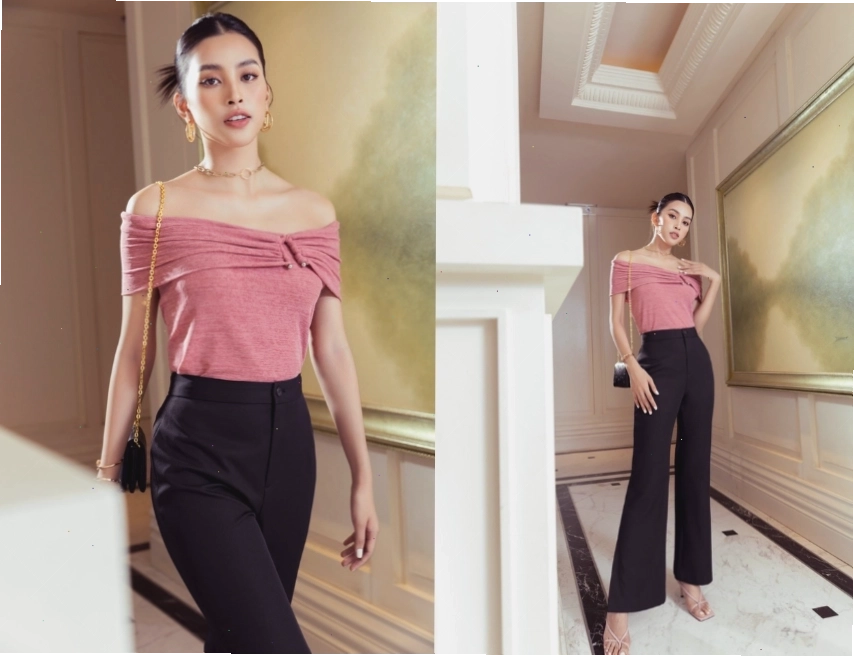 Kết hợp áo thun ôm và quần ống rộng cho phong cách slim fit