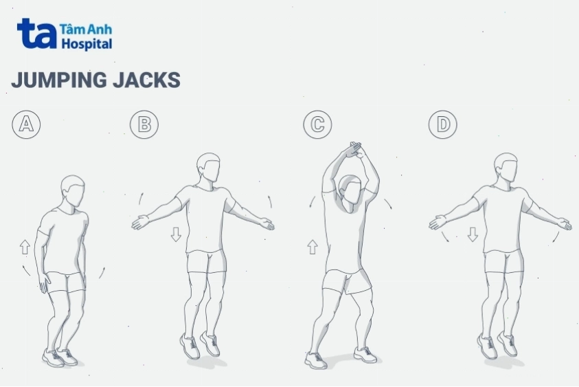 Khởi động với Jumping Jack trước buổi tập Cardio