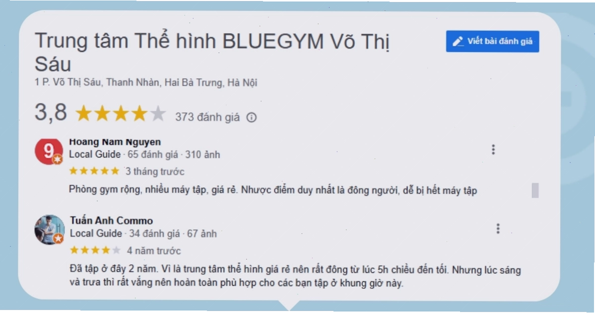 Không gian tập luyện tại Blue Gym Vũ Tông Phan với dàn máy móc hiện đại