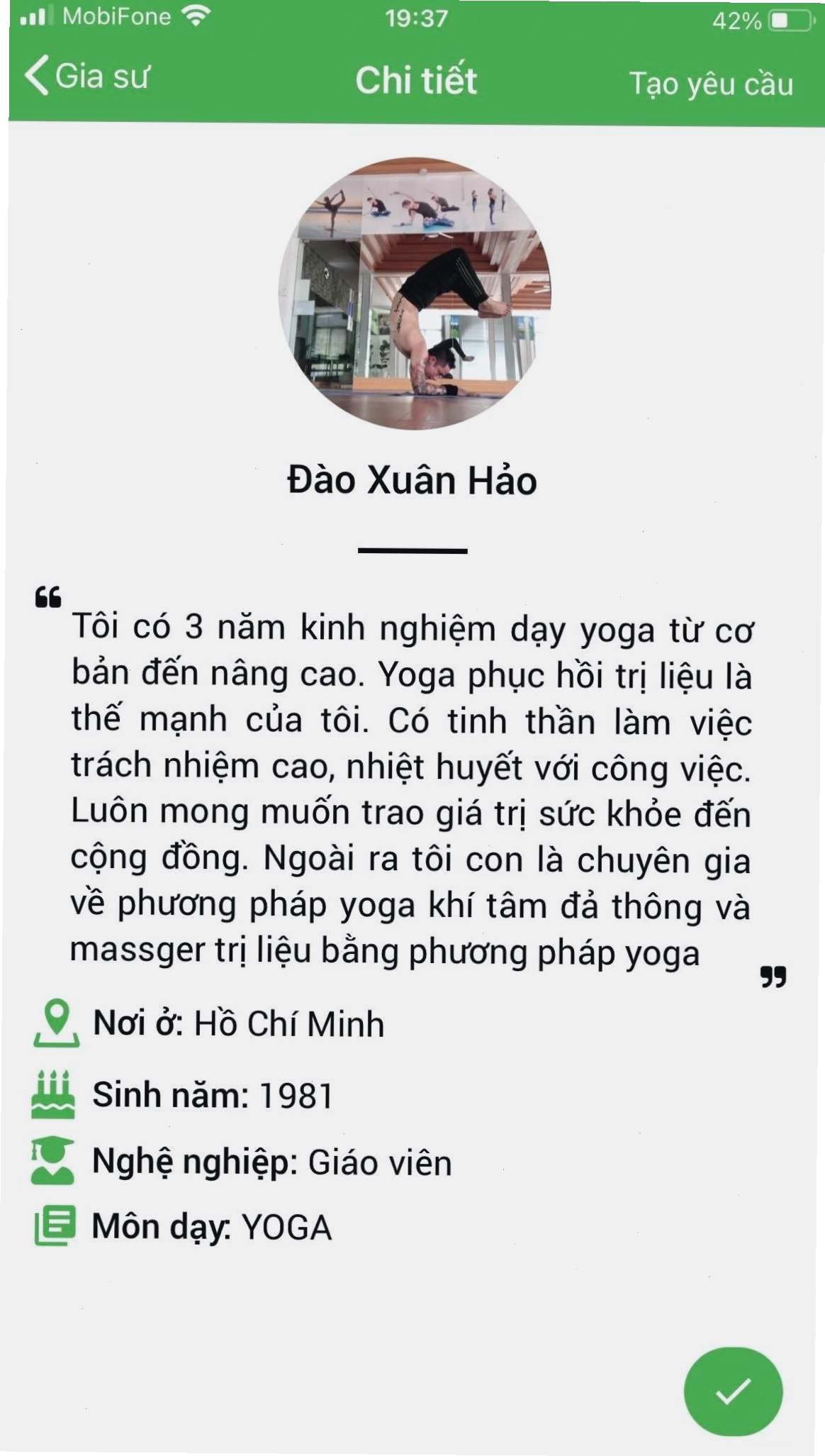 Không gian tập yoga 1 kèm 1 tại nhà lý tưởng