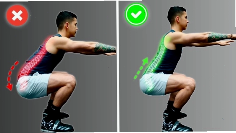 Không giữ lưng thẳng là sai lầm nguy hiểm khi tập squat