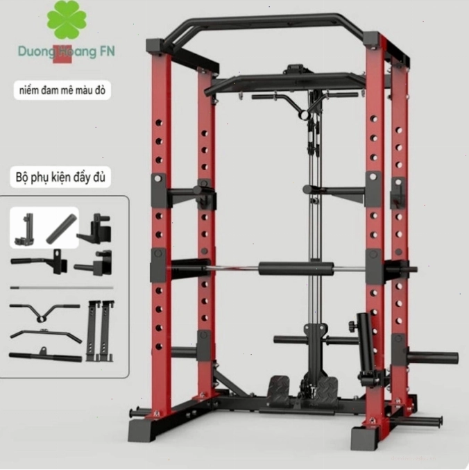 Khung rack kết hợp xô đơn DHFN XD – Thiết bị tập gym đa năng tại nhà