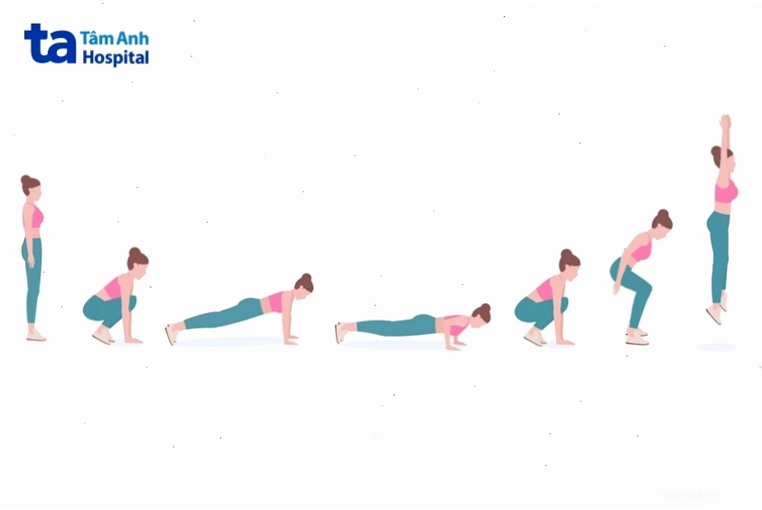 Mẹ thực hiện bài tập burpee giảm mỡ bụng sau sinh