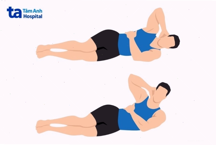 Minh họa động tác gập bụng nghiêng
