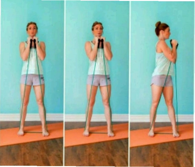 Nâng chân sang một bên với dây kháng lực giúp eo thon gọn