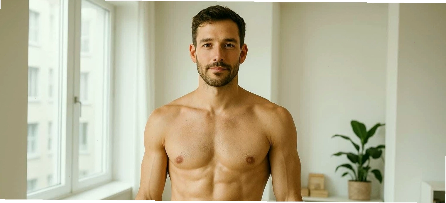 Người đàn ông có vóc dáng săn chắc, biểu hiện cho 10% body fat một cách khỏe mạnh