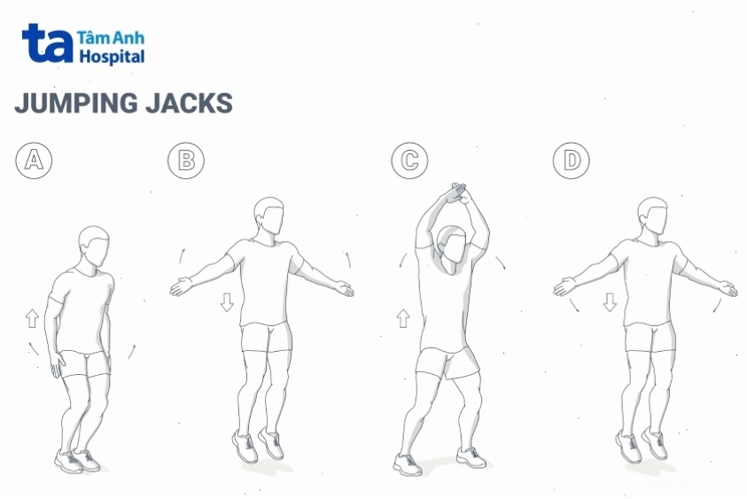Người đang thực hiện động tác jumping jack