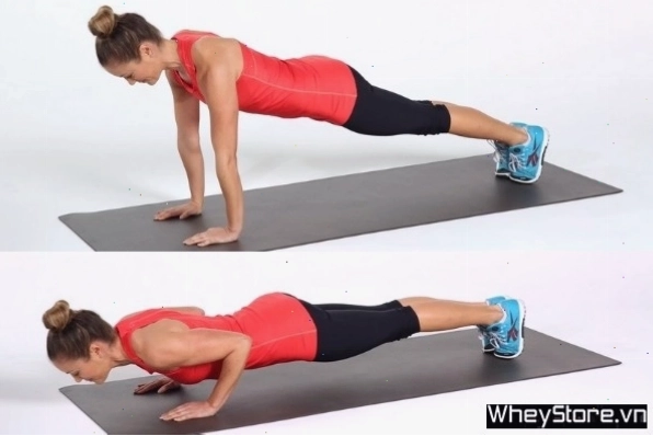 Người phụ nữ thực hiện bài tập chống đẩy (Push-Up) tiêu chuẩn