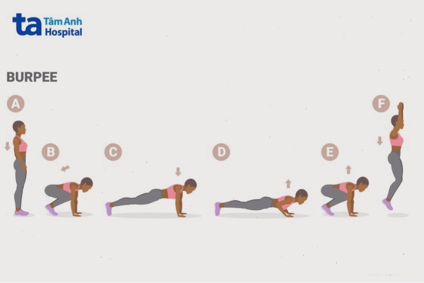 Người tập bài tập Burpee trong không gian tại nhà