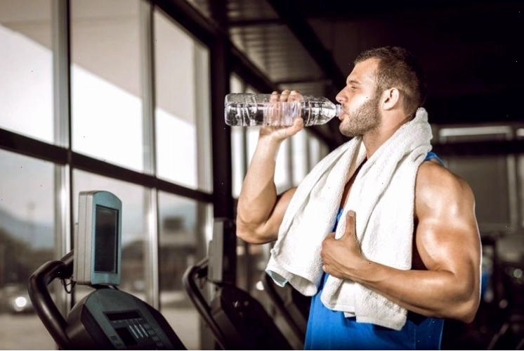 Người tập gym thực hiện bài tập tạ để tăng cường sức mạnh cơ bắp