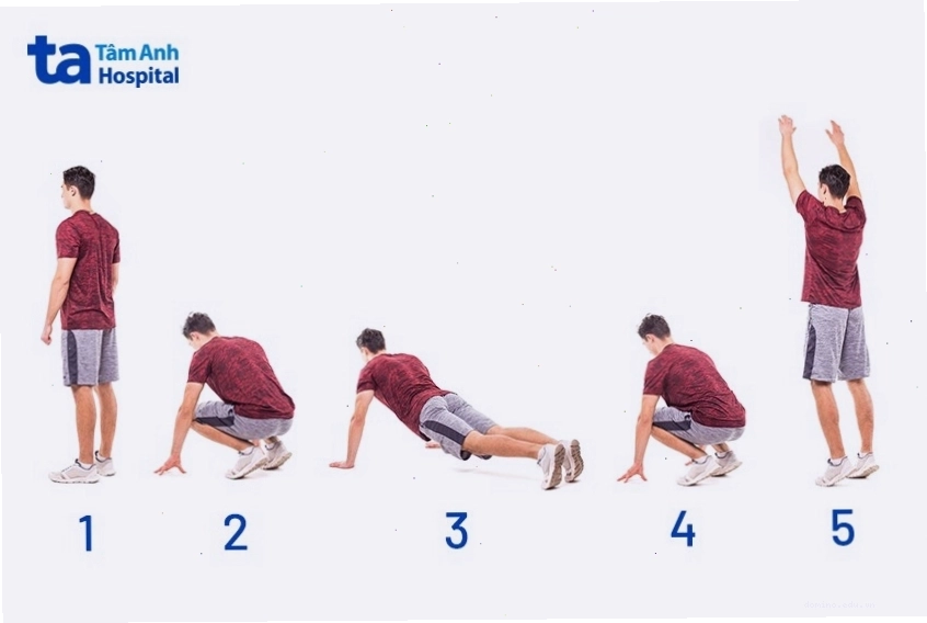 Người tập thực hiện các động tác của bài tập Burpee