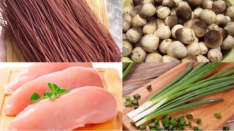 Nguyên liệu làm món bún gạo lứt ức gà giàu protein