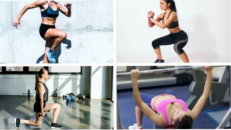 Nữ giới thực hiện bài tập squat trong phòng gym