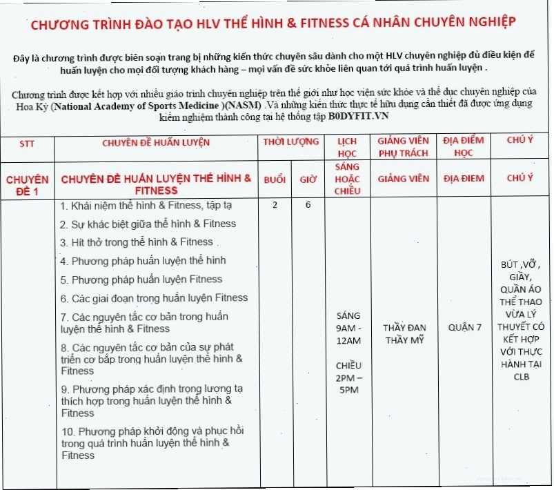 Phòng tập hiện đại tại trung tâm đào tạo PT Gym Hà Nội