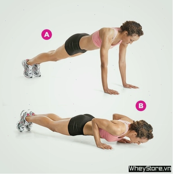 Plank nghiêng giúp tác động sâu vào cơ ngực và tay