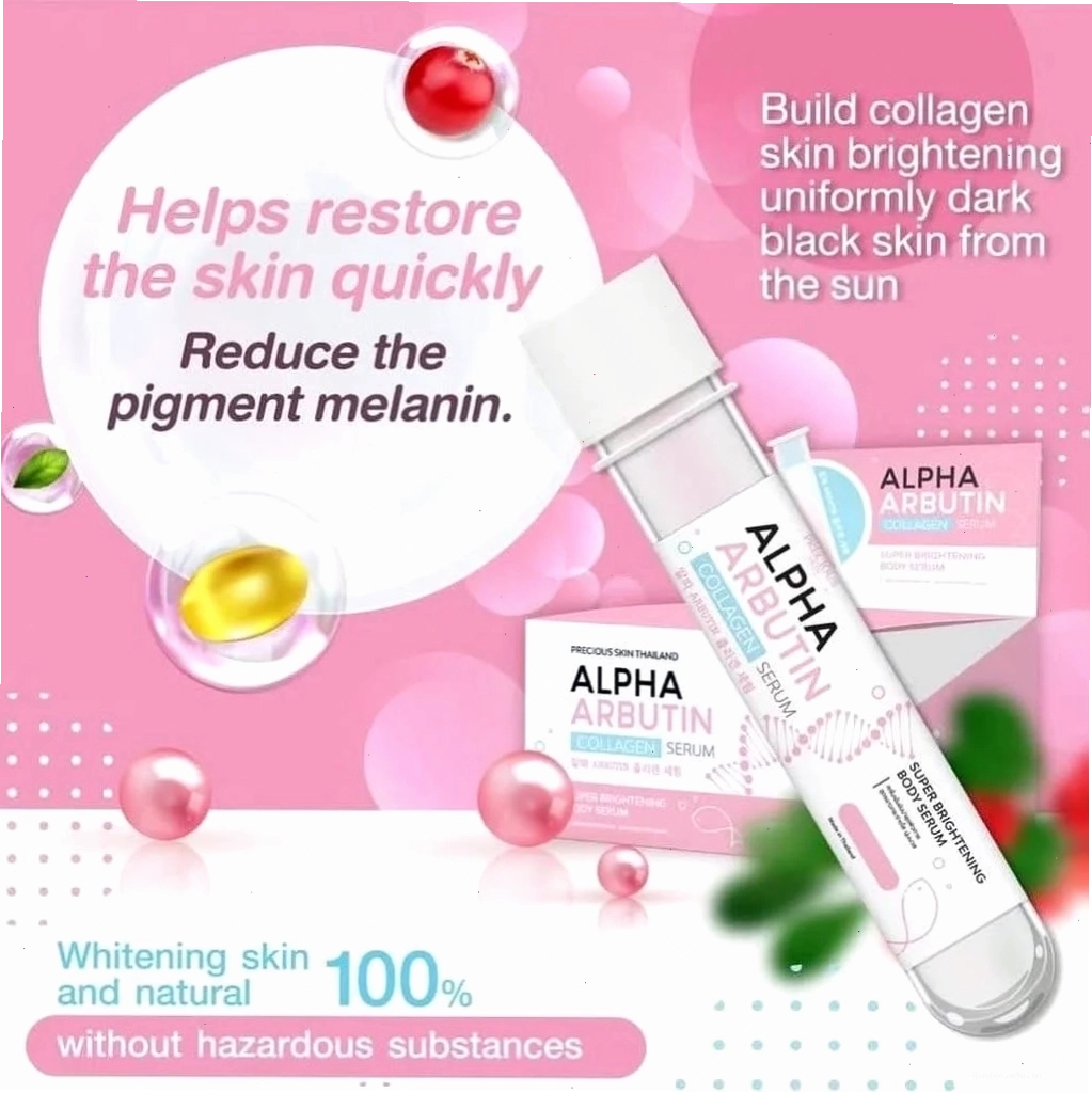 Precious Skin - Alpha Arbutin Collagen Body Serum - Super Brightening Body Serum 45ml (PINK LID)