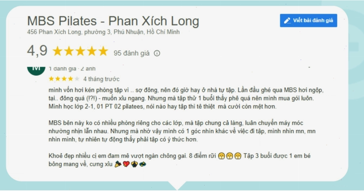 Review của khách hàng tập pilates tại MBS Pilates