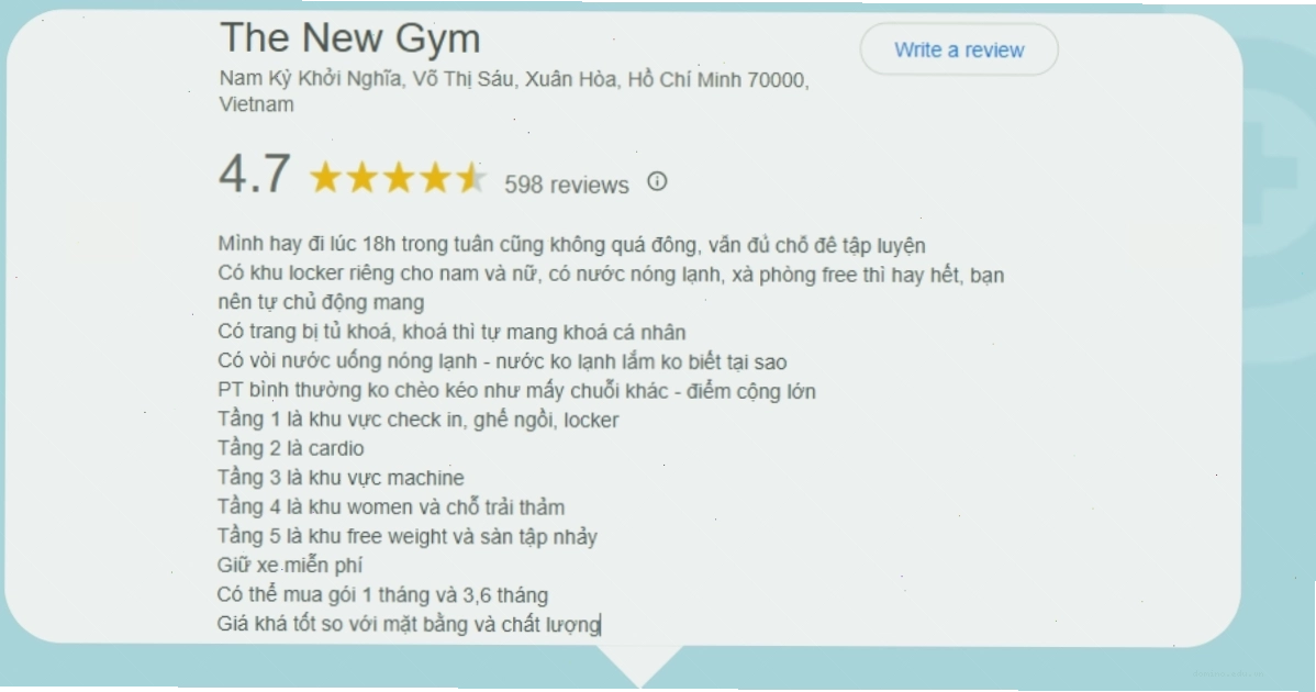 Review khách hàng tập luyện tại The New Gym