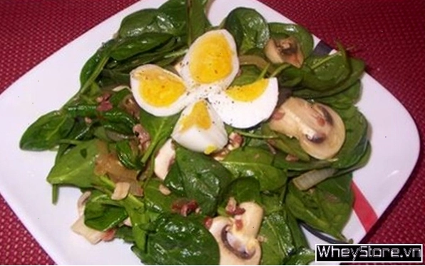 Salad rau chân vịt và nấm