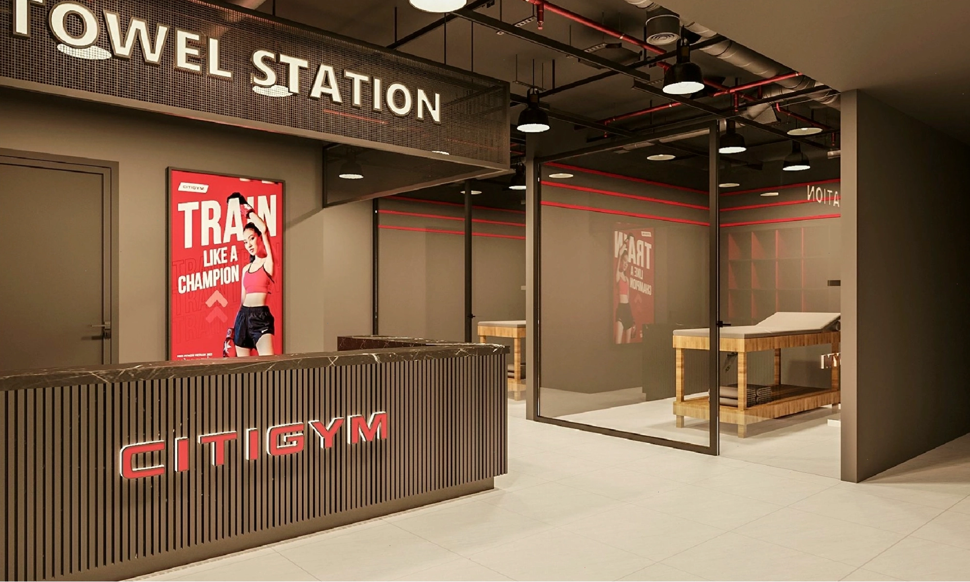 Sảnh đón khách tại phòng tập mới của Citigym