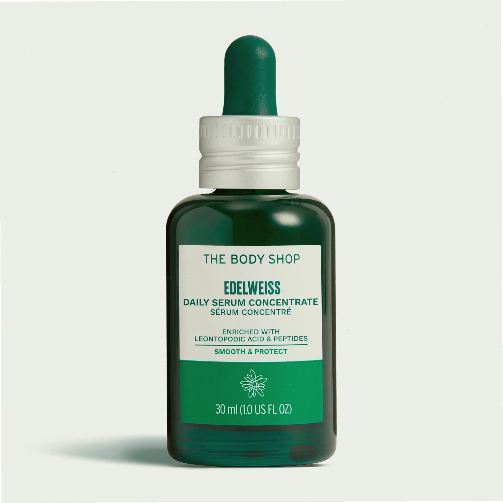 Serum The Body Shop Edelweiss Daily Serum Concentrate với bao bì màu xanh lá cây