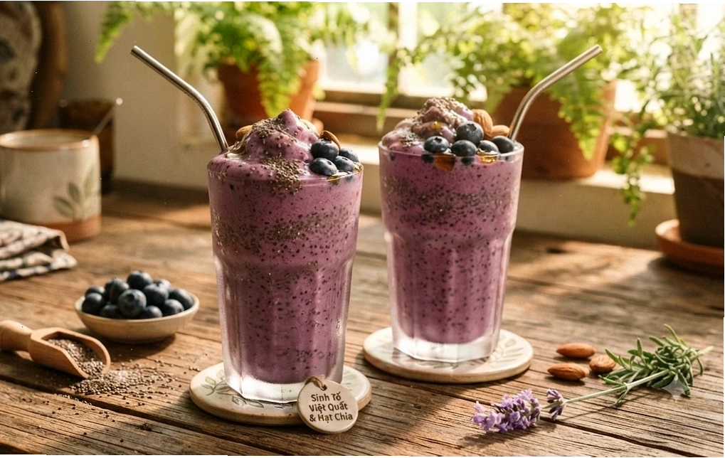 Sinh tố việt quất và hạt chia giúp no lâu