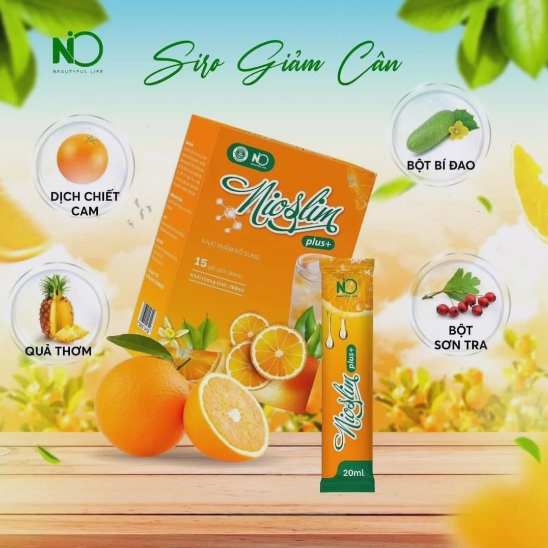 Siro Giảm Cân Nio Slim Plus+ hương vị cam thơm mát