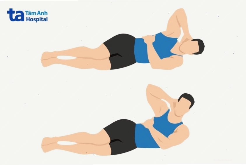 Tập luyện động tác gập bụng nghiêng (side crunch)