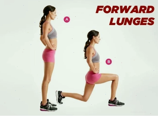 Tập mông với forward lunges: Bước chân về phía trước và hạ thấp người