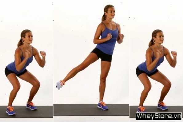 Tập Squat Side Kick làm tròn mông