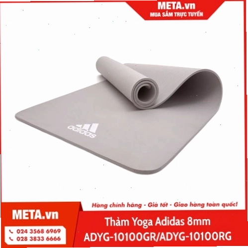 Thảm Yoga Adidas 8mm ADYG-10100GR/ADYG-10100RG - Xám tro