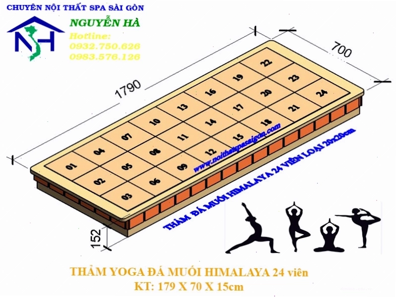 Thảm yoga đá muối Himalaya 24 viên - tăng cường hiệu quả tập luyện
