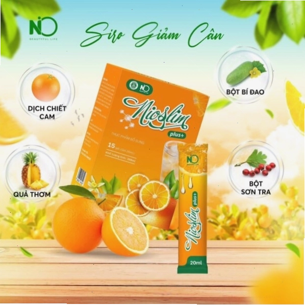 Thành phần Nio Slim Plus+ gồm dịch chiết cam, chanh dây, thơm, bí đao và sơn tra