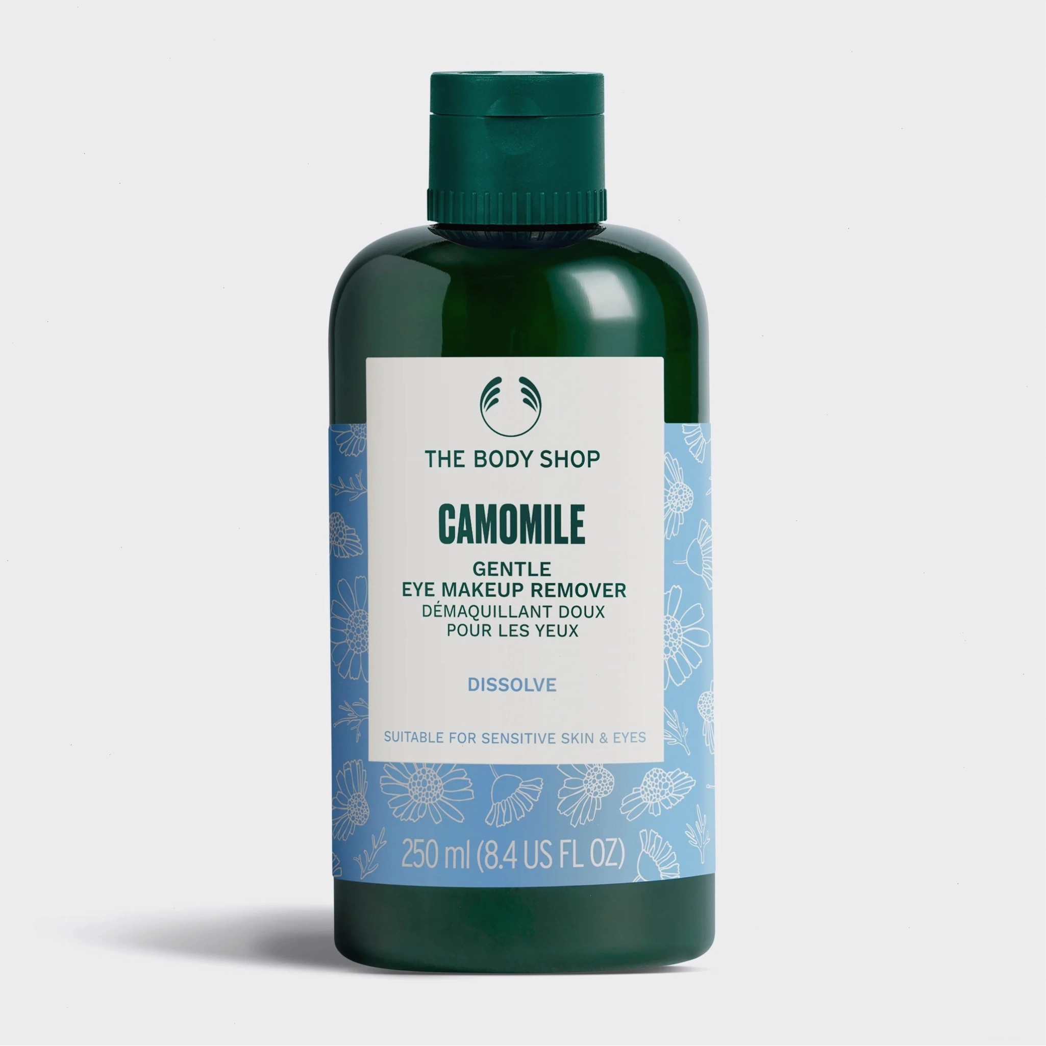 The Body Shop Camomile Gentle Eye Makeup Remover 250 ML trên nền trắng sạch sẽ