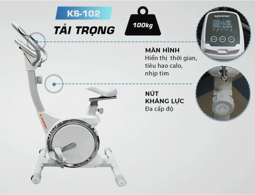 Thiết kế tổng thể của xe đạp tập Kingsport KS-102 với khung thép cứng cáp