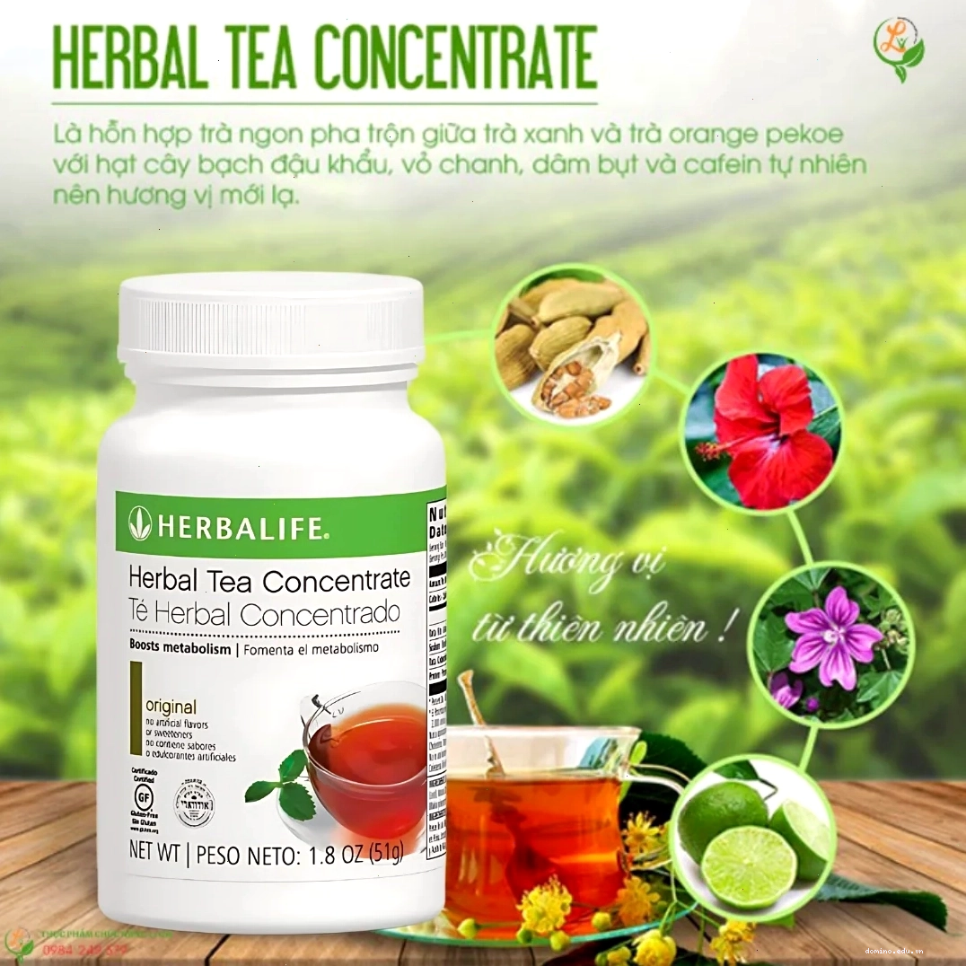 Thông tin dinh dưỡng trên bao bì trà giảm cân Herbalife