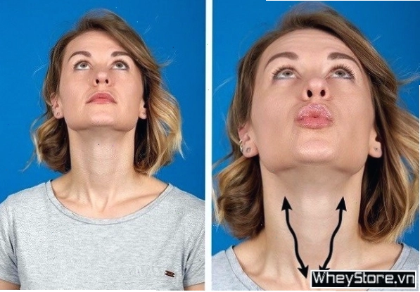 Thực hiện bài tập hôn trần nhà để giảm nọng cằm