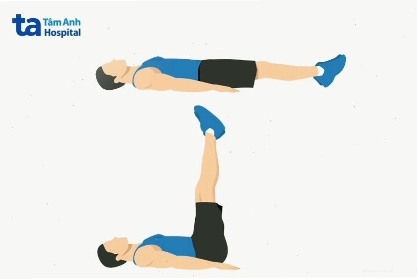 Thực hiện bài tập nâng chân (Leg Raises) cho cơ bụng dưới
