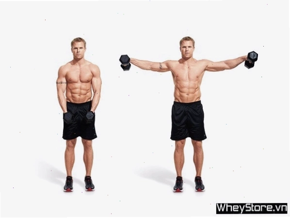 Thực hiện bài tập nâng tạ 2 bên (Dumbbell Lateral Raise)