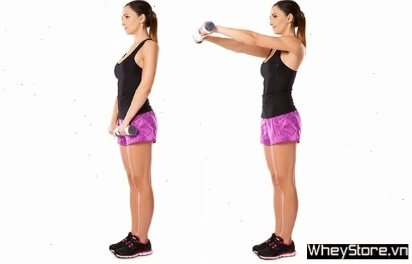 Thực hiện động tác Dumbbell Front Raise cho vai thon