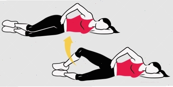 Thực hiện động tác mở gối ở tư thế nằm nghiêng