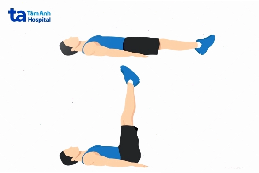Thực hiện động tác nằm nâng chân (Leg Raises) tác động vào cơ bụng dưới