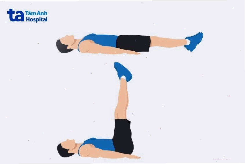 Thực hiện động tác nằm nâng chân