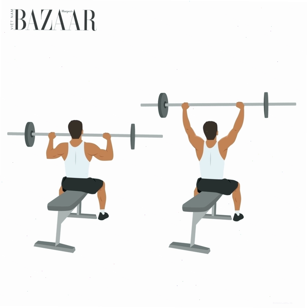 Thực hiện động tác ngồi đẩy tạ qua đầu - Barbell Military Press