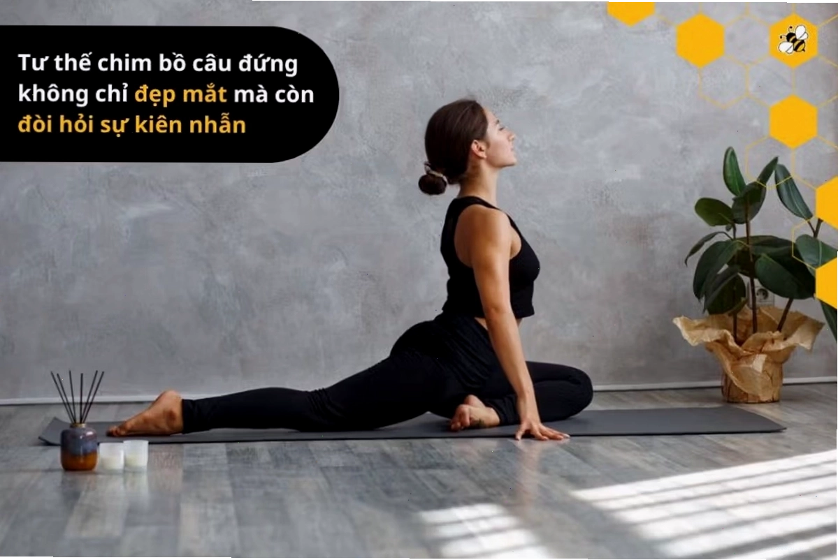 Tư thế bồ câu đứng đòi hỏi độ linh hoạt và khả năng kiểm soát cơ thể