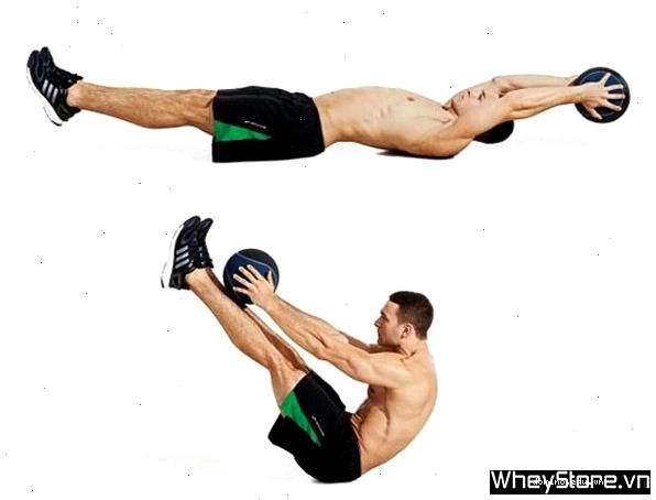Tư thế Dumbbell V-Sits với tạ đơn