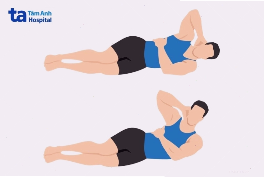 Tư thế nằm nghiêng thực hiện gập bụng nghiêng