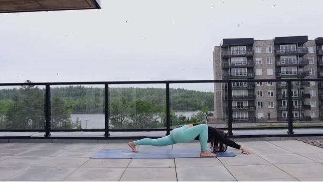 Tư thế plank trong lớp yoga bikini