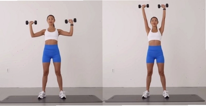 Tư thế thực hiện bài tập Shoulder Press cho nữ