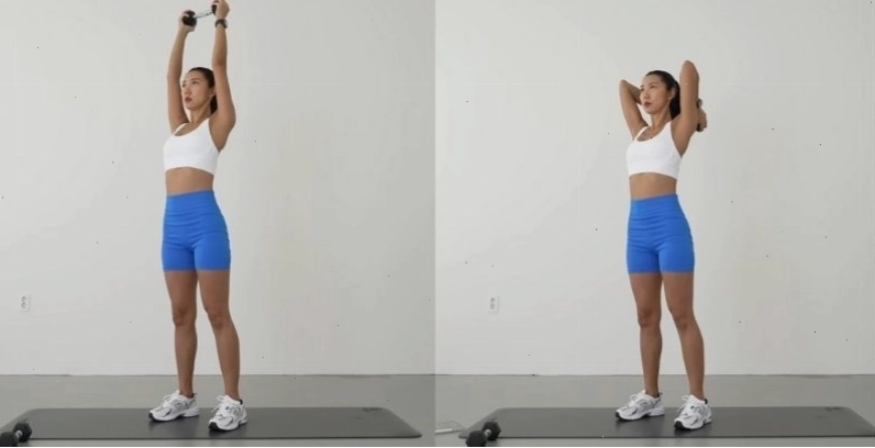 Tư thế thực hiện bài tập Triceps Extension với tạ đơn